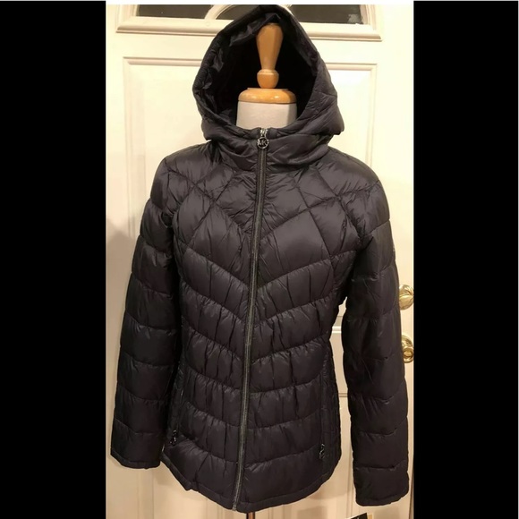 Michael Kors packable down jacket puffer Hooded dark navy L - Picture 1 of 12